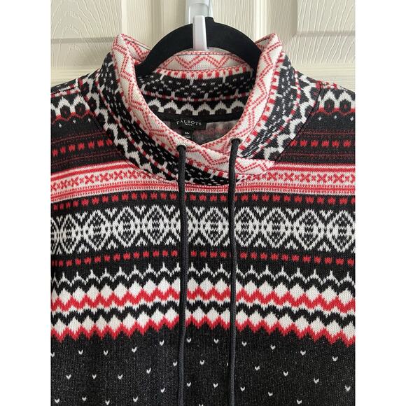 TALBOTS Petite Geometric Fair Isle Fleece High Neck Pullover Top Sweater Sz MP - Picture 5 of 11